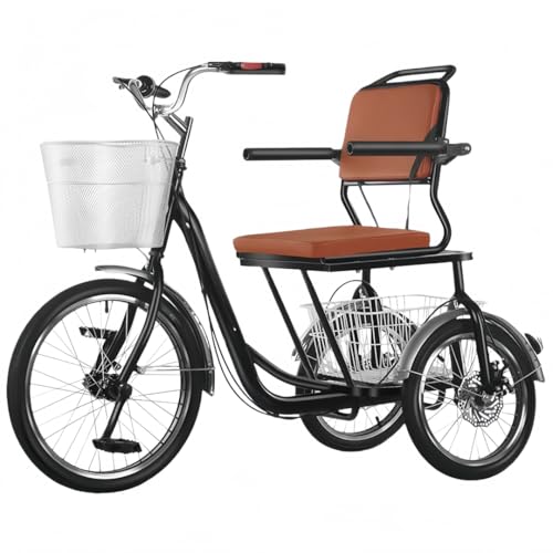 【大人用自転車】シニア自転車 三輪車 カゴ付き Amazon.co.jp: 三輪車大人用ペダル三輪自転車買い物かご付き高齢者向け